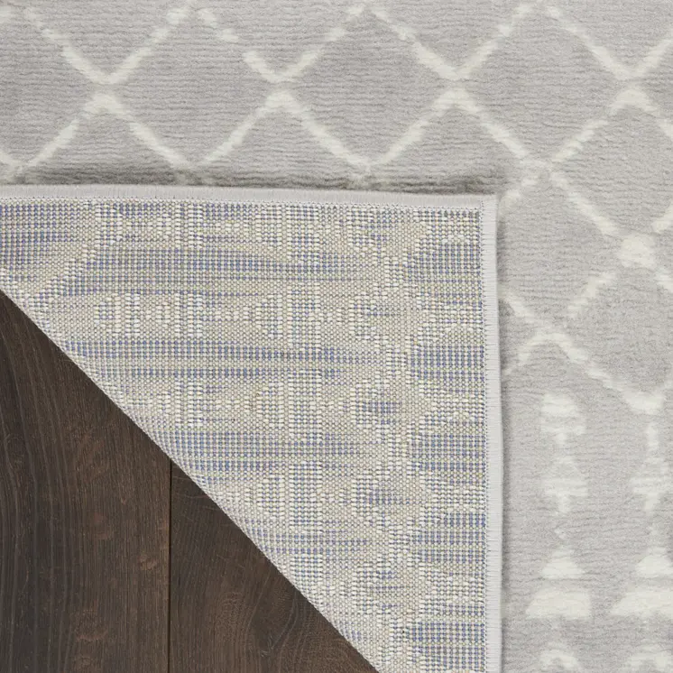 8' Gray and Ivory Moroccan Distressed Non Skid Runner Rug