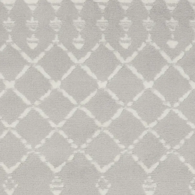 8' Gray and Ivory Moroccan Distressed Non Skid Runner Rug
