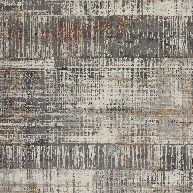 4' X 6' Ivory Gray and Golden Brown Abstract Area Rug