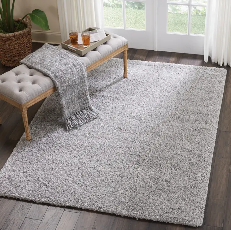 5' X 7' Gray Shag Non Skid Area Rug