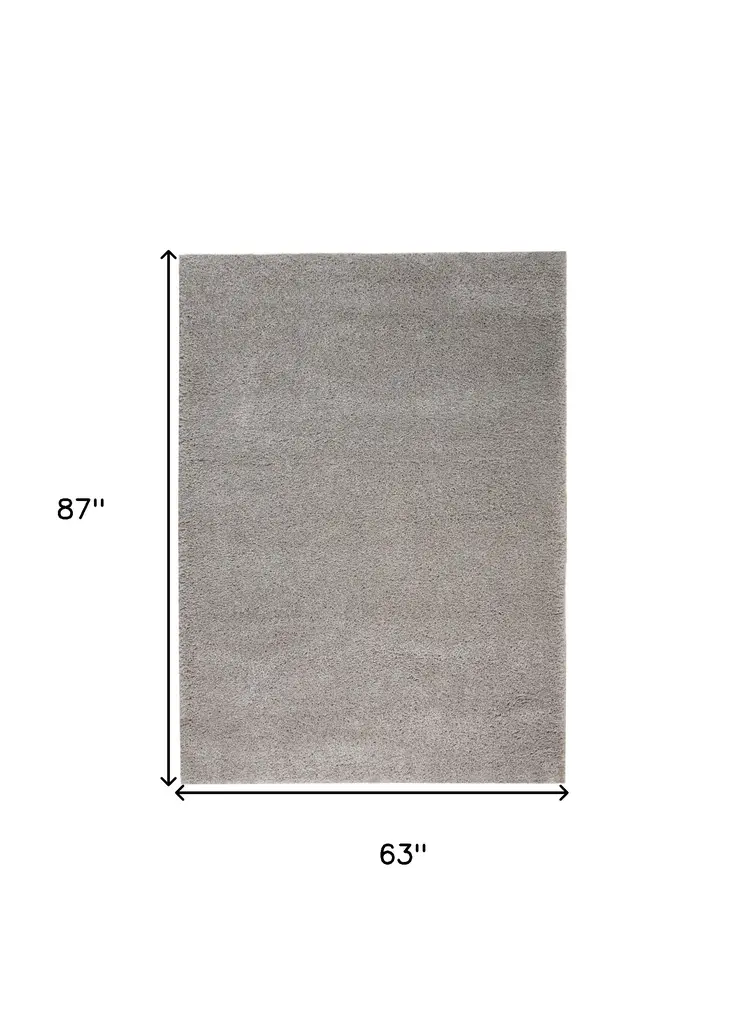 5' X 7' Gray Shag Non Skid Area Rug
