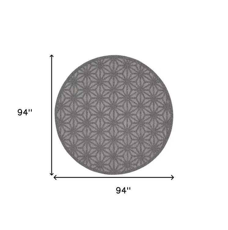 8' Dark Gray And Light Gray Round Geometric Indoor Outdoor Area Rug