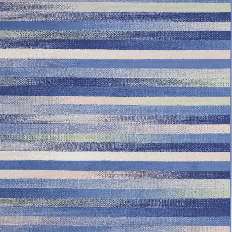 7' X 10' Ivory Tan and Blue Abstract Distressed Non Skid Area Rug