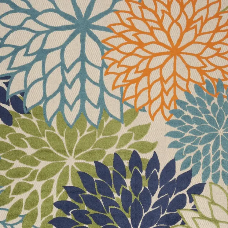 7' X 10' Navy Blue Ivory and Beige Floral Distressed Non Skid Area Rug