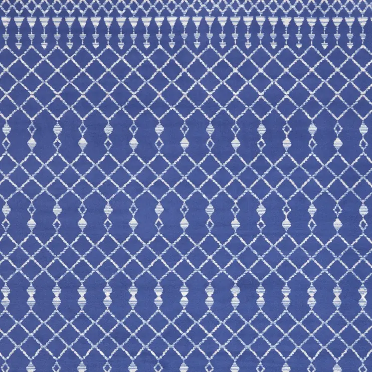 7' X 10' Navy Blue and Ivory Moroccan Distressed Non Skid Area Rug