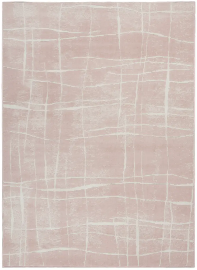 6' X 9' Pink and Ivory Abstract Distressed Non Skid Area Rug