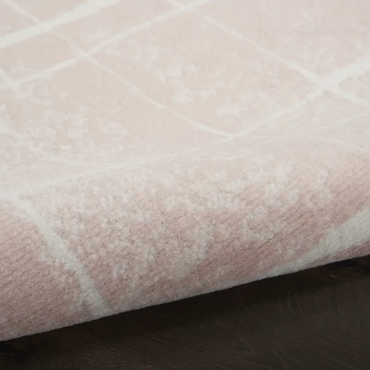 6' X 9' Pink and Ivory Abstract Distressed Non Skid Area Rug