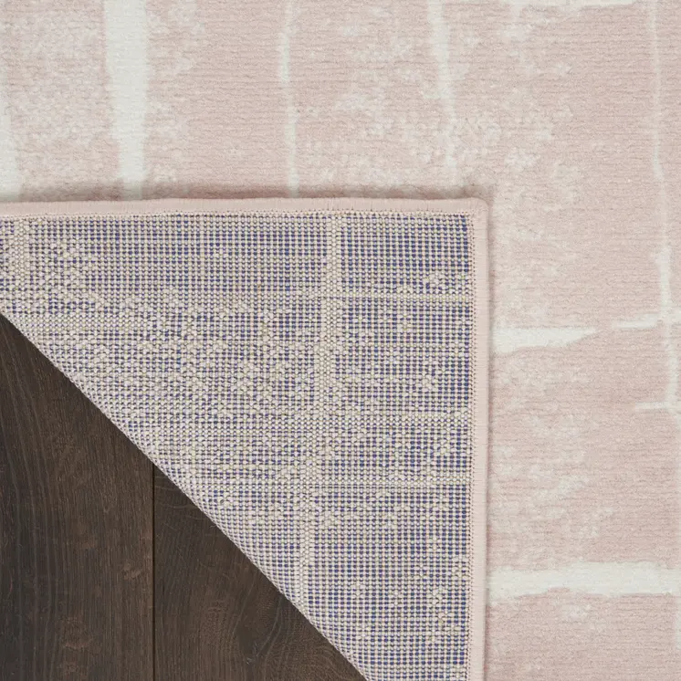 6' X 9' Pink and Ivory Abstract Distressed Non Skid Area Rug