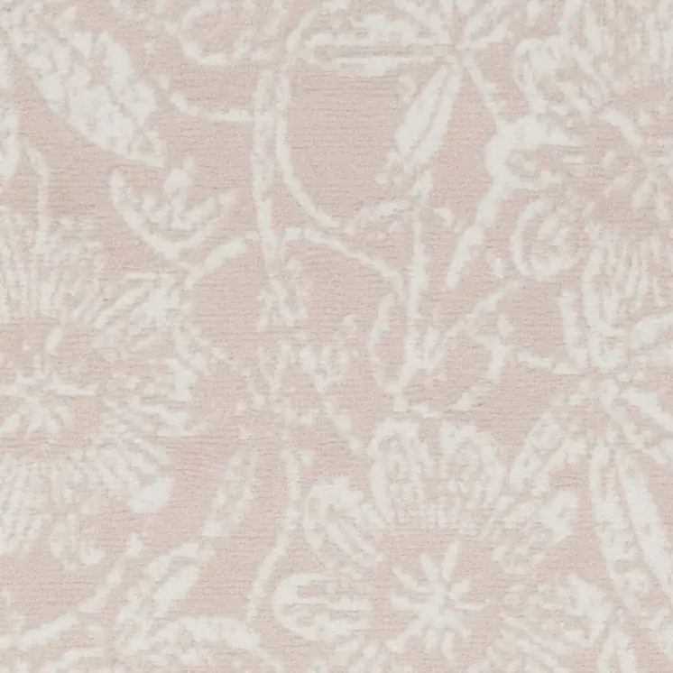 8' Pink and Ivory Tropical Floral Distressed Non Skid Runner Rug