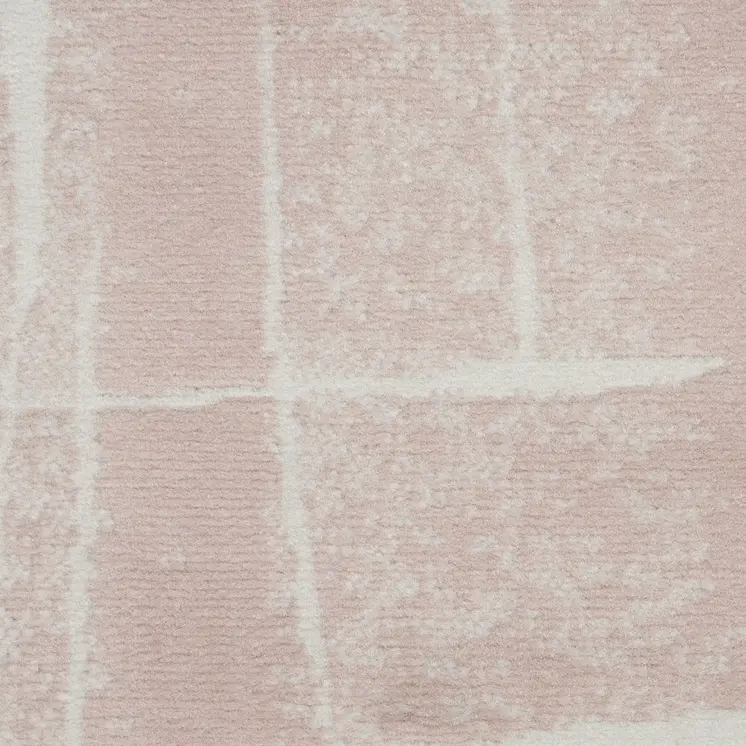 8' Pink and Ivory Abstract Distressed Non Skid Runner Rug