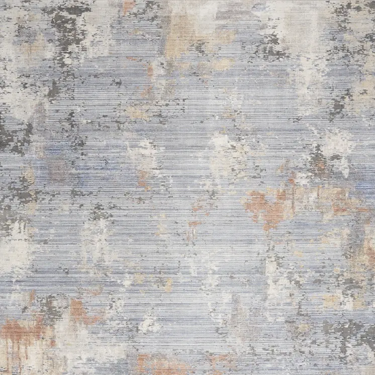 8' X 10' Slate Blue Abstract Area Rug With Fringe