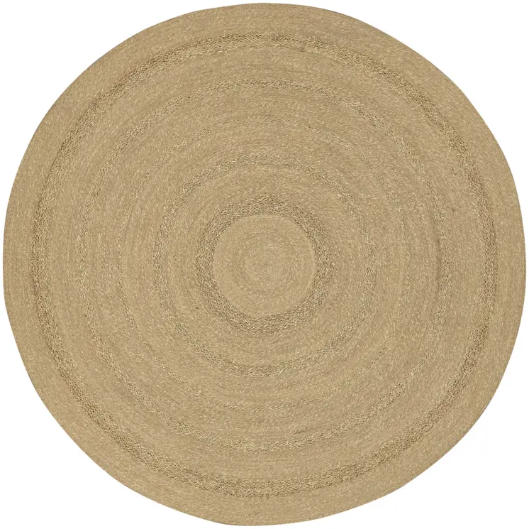 8' Natural And Brown Round Handmade Indoor Outdoor Area Rug