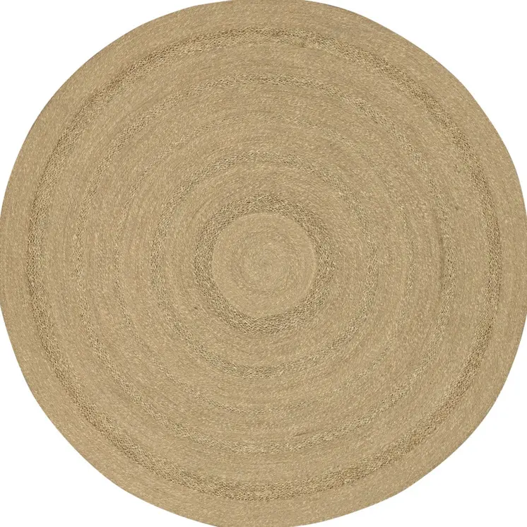 8' Natural And Brown Round Handmade Indoor Outdoor Area Rug