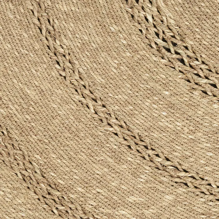 8' Natural And Brown Round Handmade Indoor Outdoor Area Rug