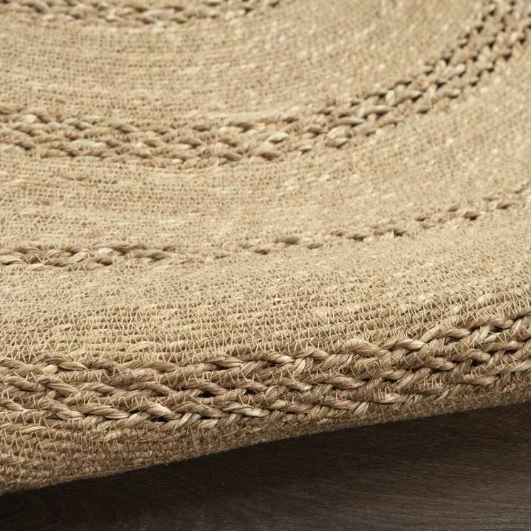 8' Natural And Brown Round Handmade Indoor Outdoor Area Rug