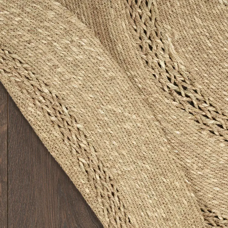 8' Natural And Brown Round Handmade Indoor Outdoor Area Rug