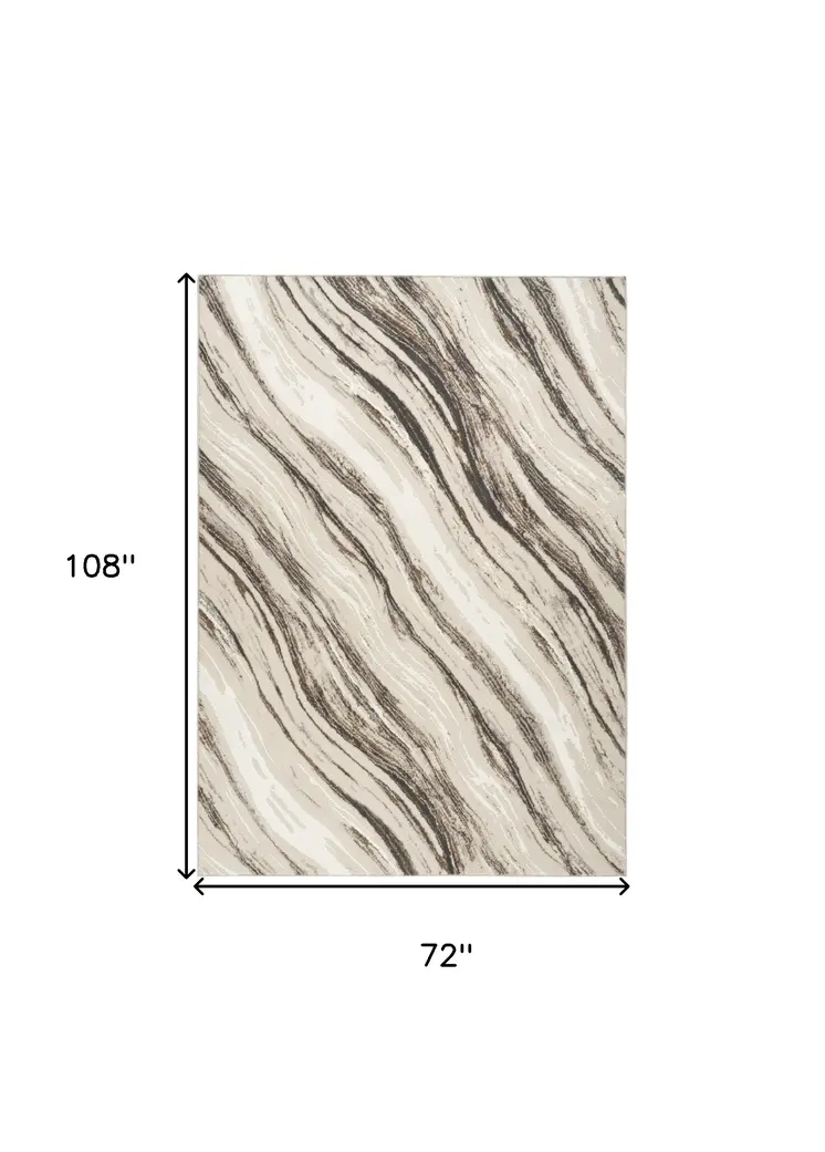 6' X 9' Beige and Gray Abstract Non Skid Area Rug