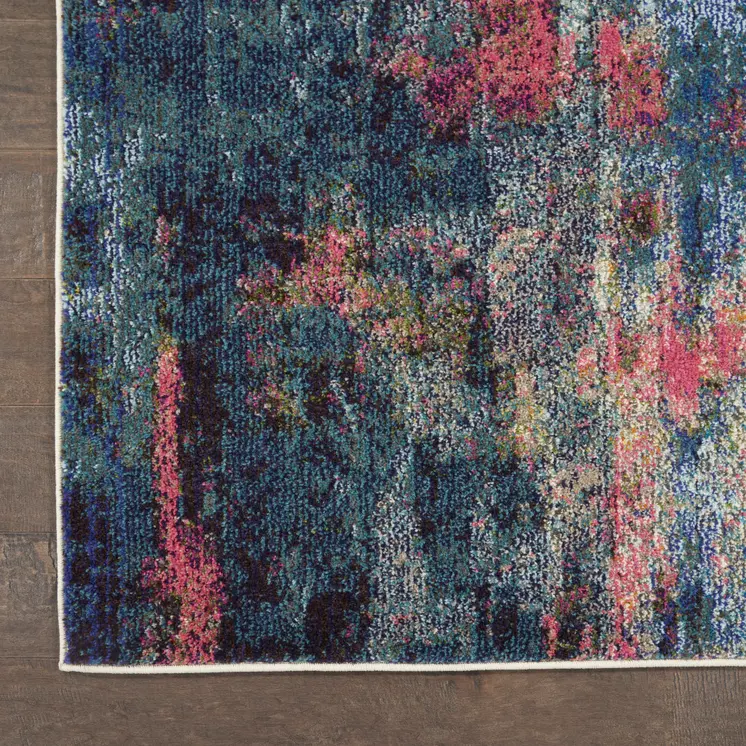 7' X 10' Blue and Yellow Abstract Power Loom Area Rug