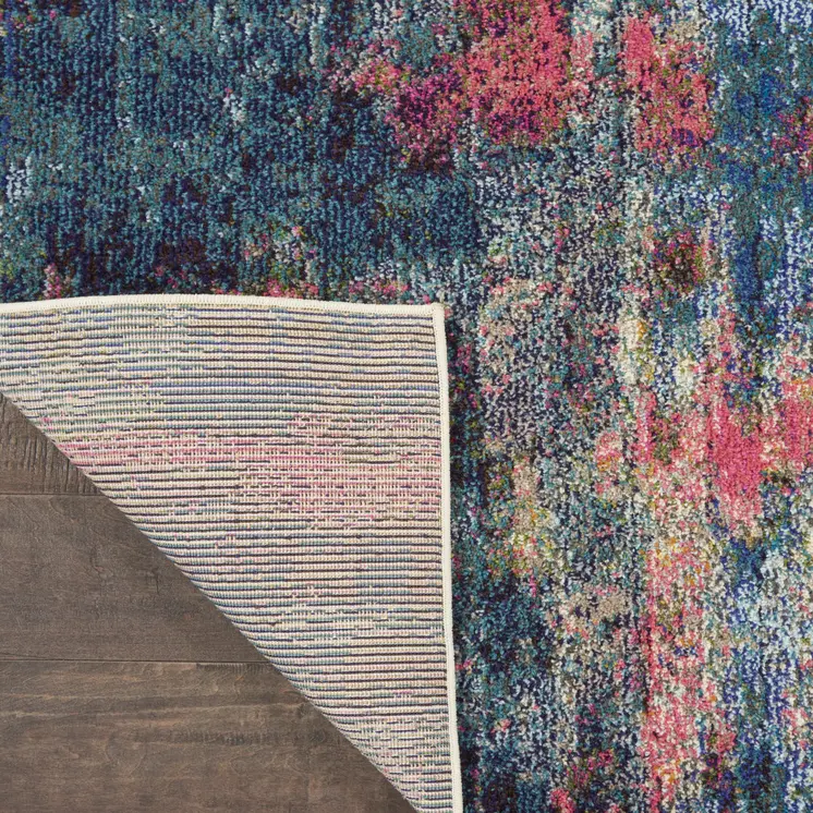 7' X 10' Blue and Yellow Abstract Power Loom Area Rug