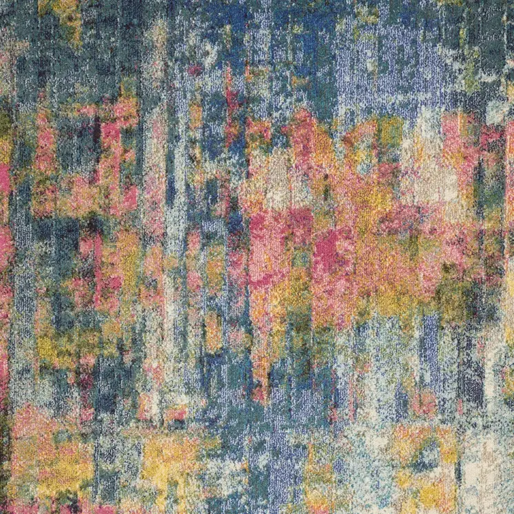 7' X 10' Blue and Yellow Abstract Power Loom Area Rug