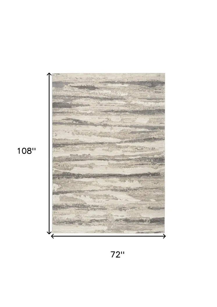 6' X 9' Ivory Black and Gray Abstract Non Skid Area Rug