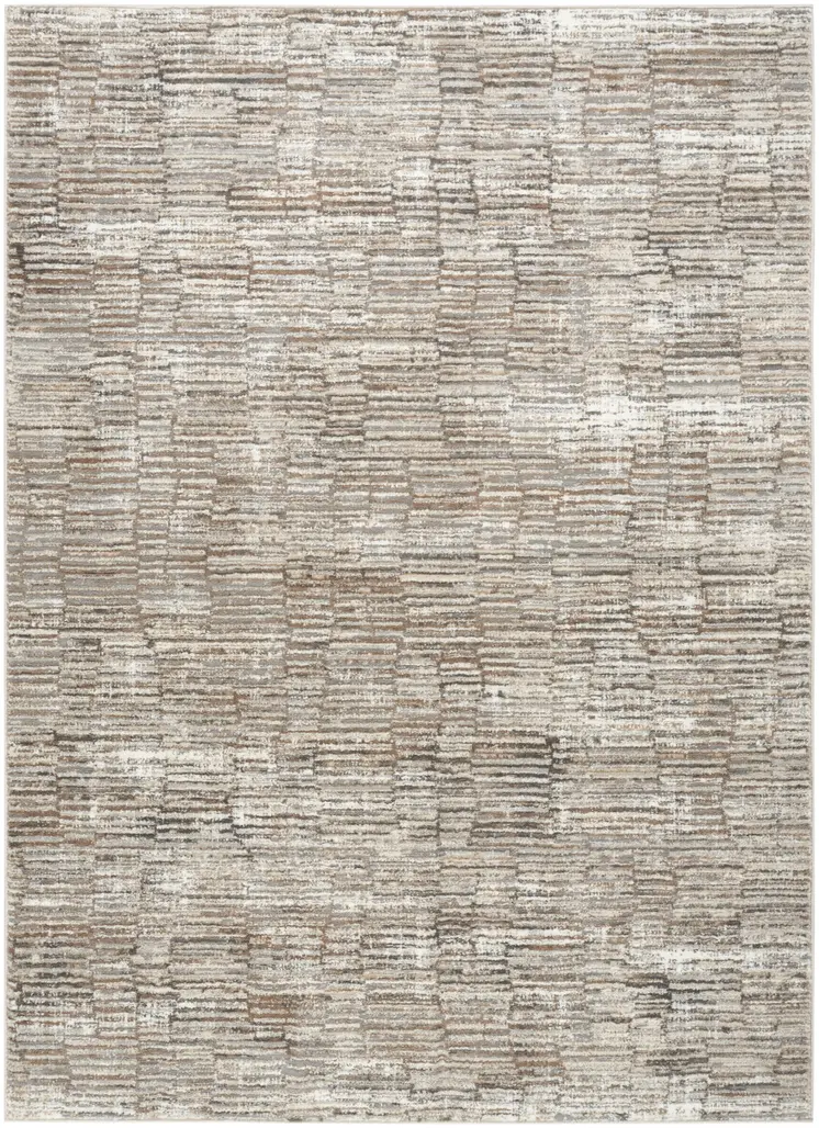 6' X 9' Brown and Ivory Abstract Non Skid Area Rug