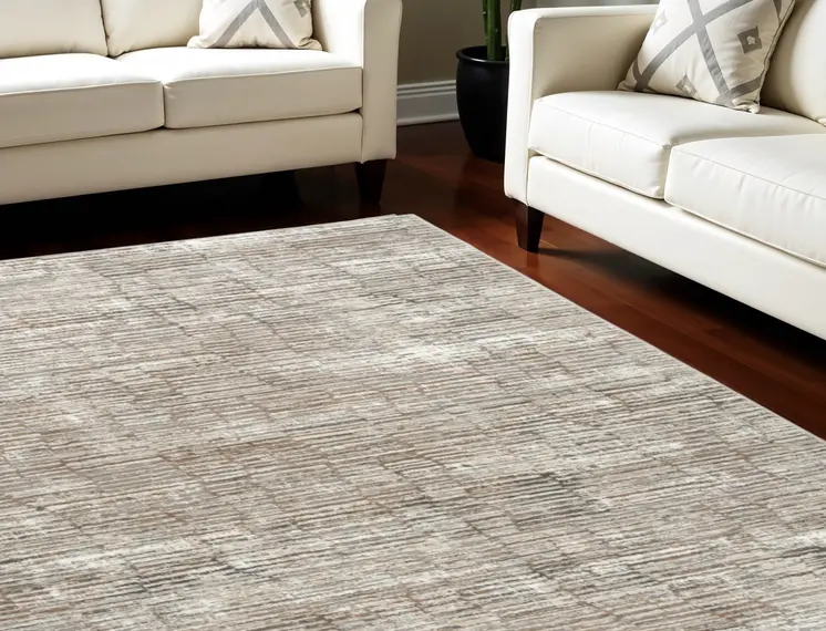 6' X 9' Brown and Ivory Abstract Non Skid Area Rug