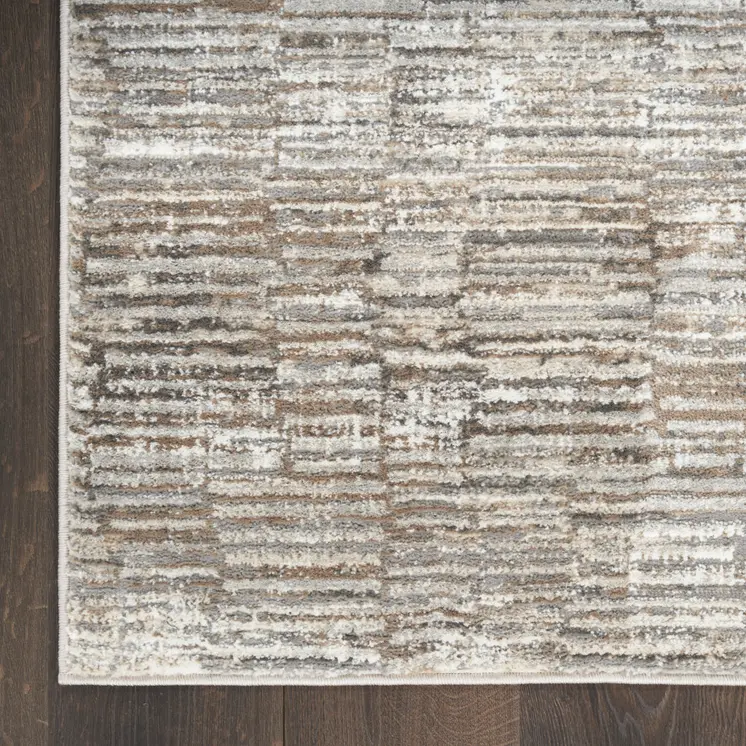 6' X 9' Brown and Ivory Abstract Non Skid Area Rug