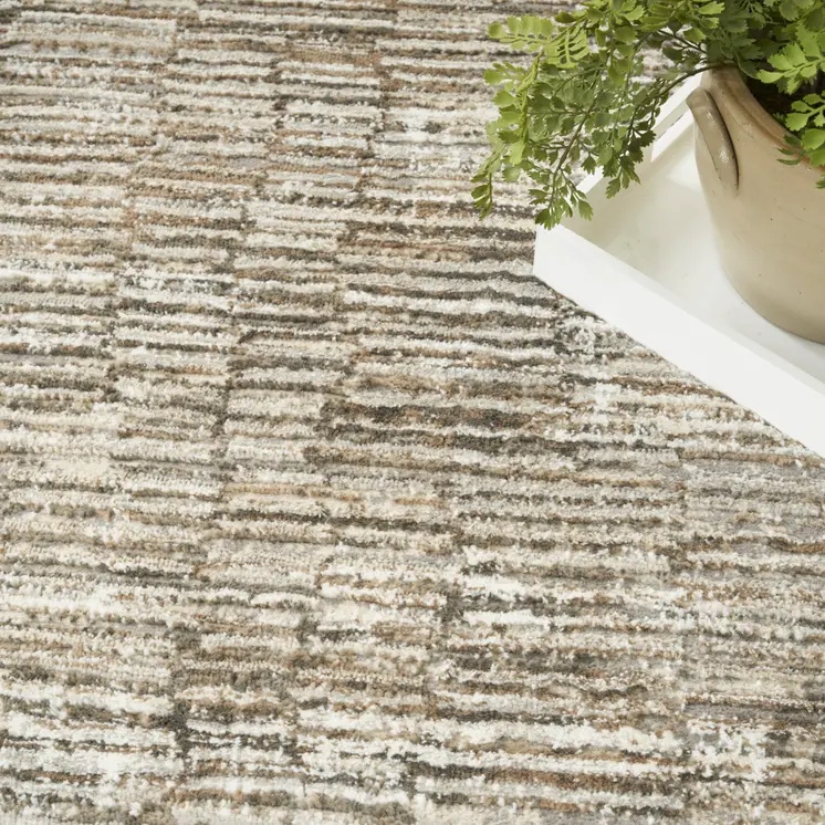 6' X 9' Brown and Ivory Abstract Non Skid Area Rug