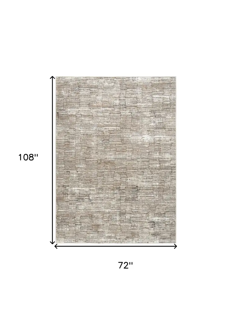 6' X 9' Brown and Ivory Abstract Non Skid Area Rug