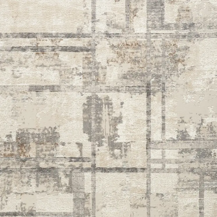 6' X 9' Ivory Black and Gray Abstract Non Skid Area Rug