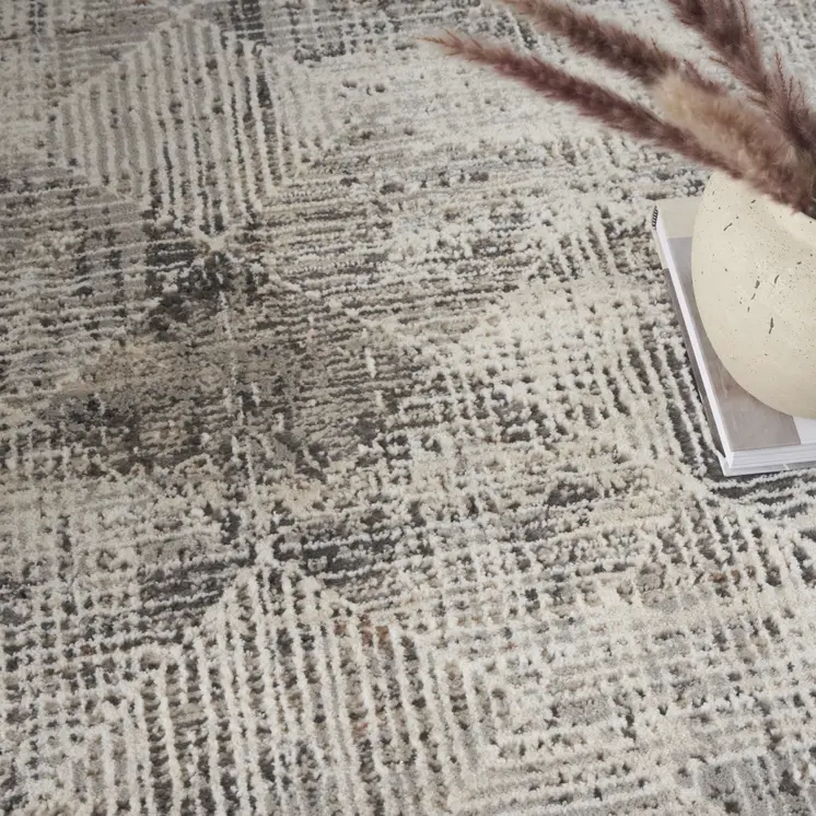 6' X 9' Charcoal Gray and Ivory Abstract Non Skid Area Rug