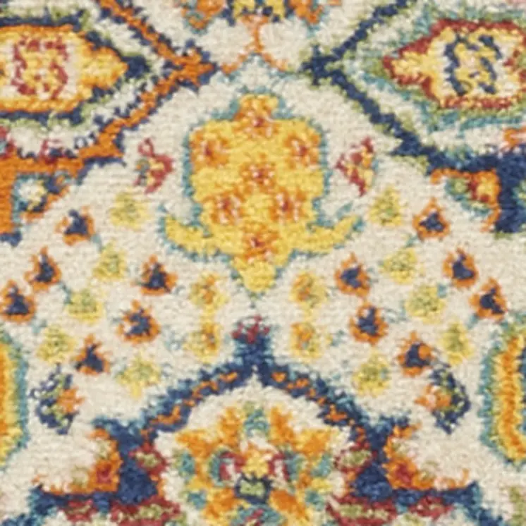 10' Ivory And Blue Floral Runner Rug
