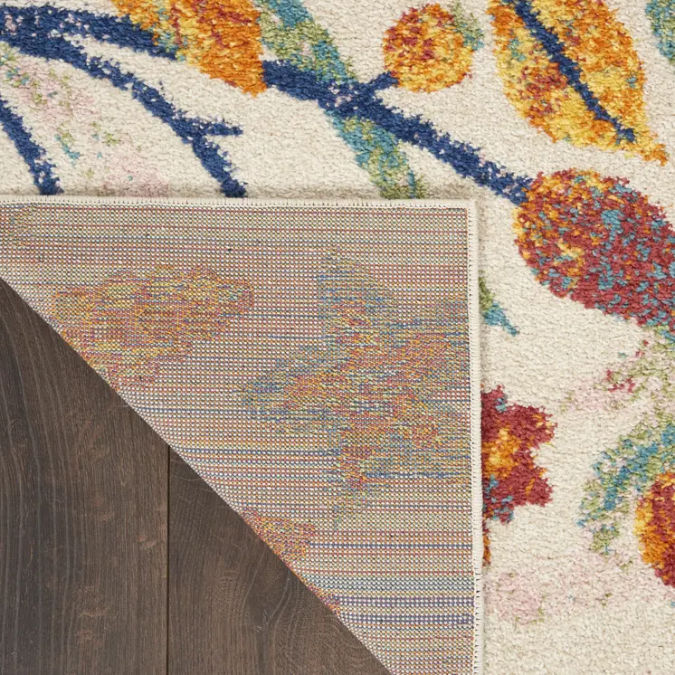 8' X 10' Cream Floral Power Loom Area Rug