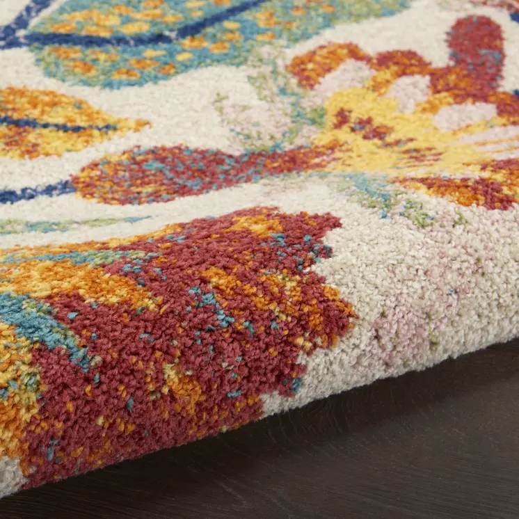8' X 10' Cream Floral Power Loom Area Rug