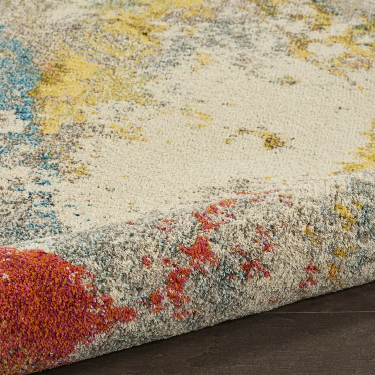 7' X 10' Ivory Abstract Power Loom Area Rug