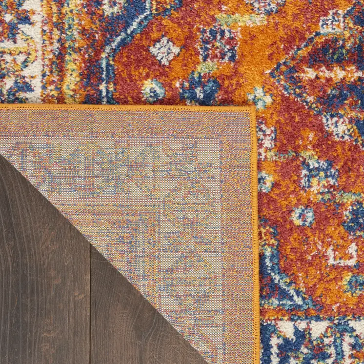 8' X 10' Orange Oriental Power Loom Area Rug