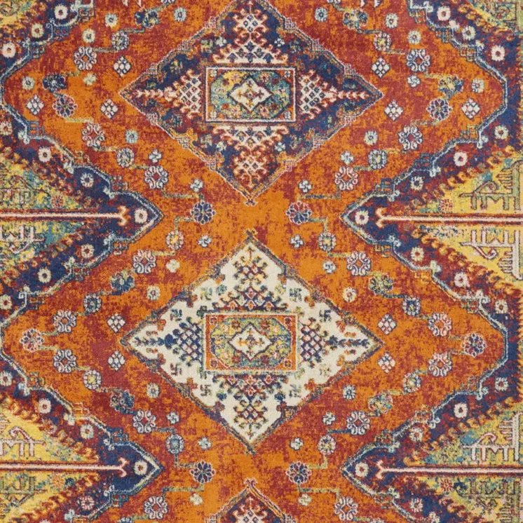 8' X 10' Orange Oriental Power Loom Area Rug