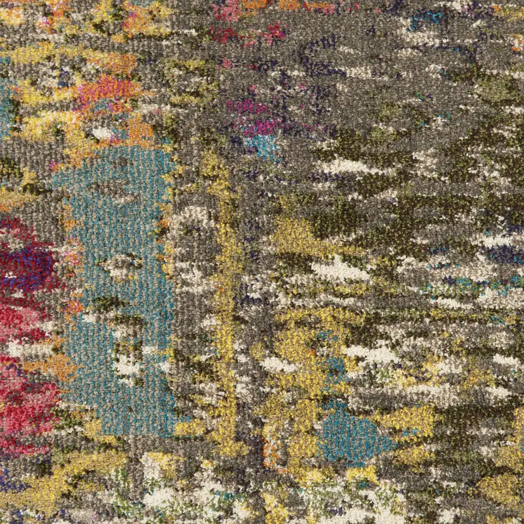 7' X 10' Blue and Orange Abstract Non Skid Area Rug
