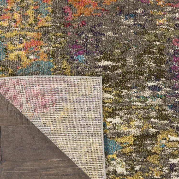 7' X 10' Blue and Orange Abstract Non Skid Area Rug