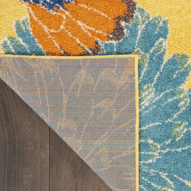 8' X 10' Yellow Tropical Floral Power Loom Area Rug