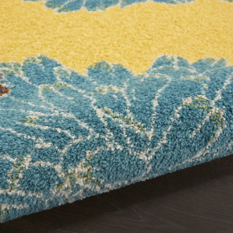 8' X 10' Yellow Tropical Floral Power Loom Area Rug