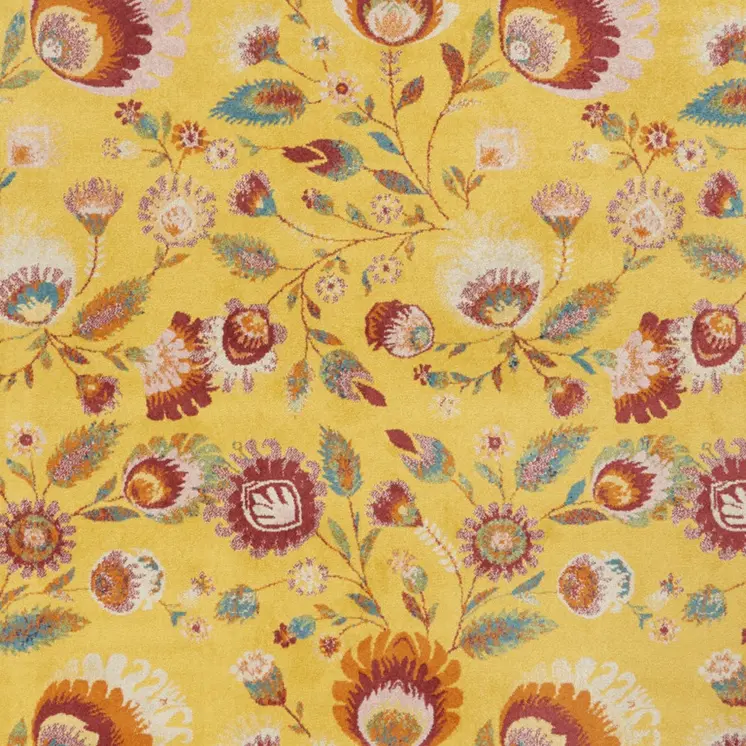 8' X 10' Yellow Floral Power Loom Area Rug