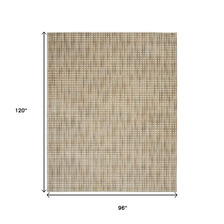 8' X 10' Beige And Blue Abstract Indoor Outdoor Area Rug