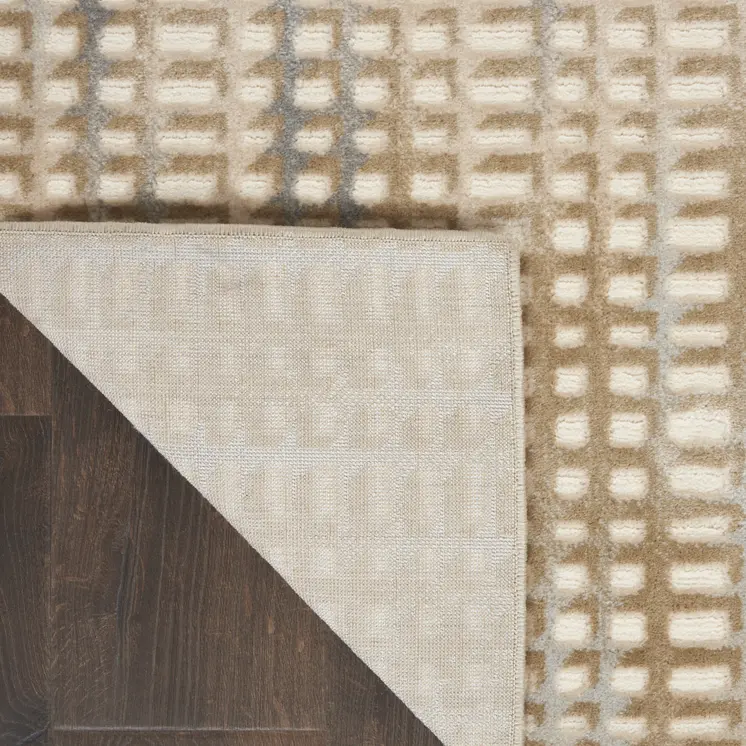 8' X 10' Beige And Blue Abstract Indoor Outdoor Area Rug