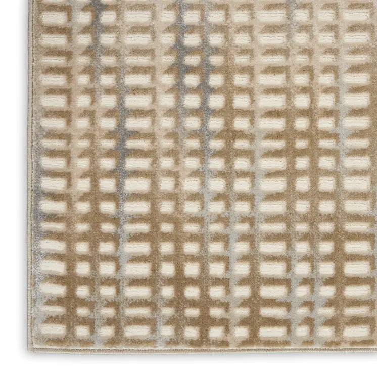 8' X 10' Beige And Blue Abstract Indoor Outdoor Area Rug