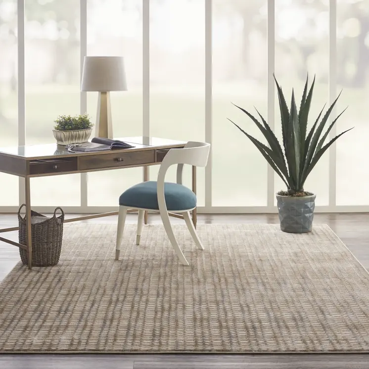 8' X 10' Beige And Blue Abstract Indoor Outdoor Area Rug