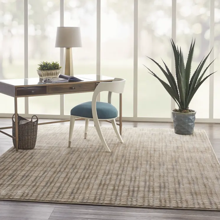 8' X 10' Beige And Blue Abstract Indoor Outdoor Area Rug