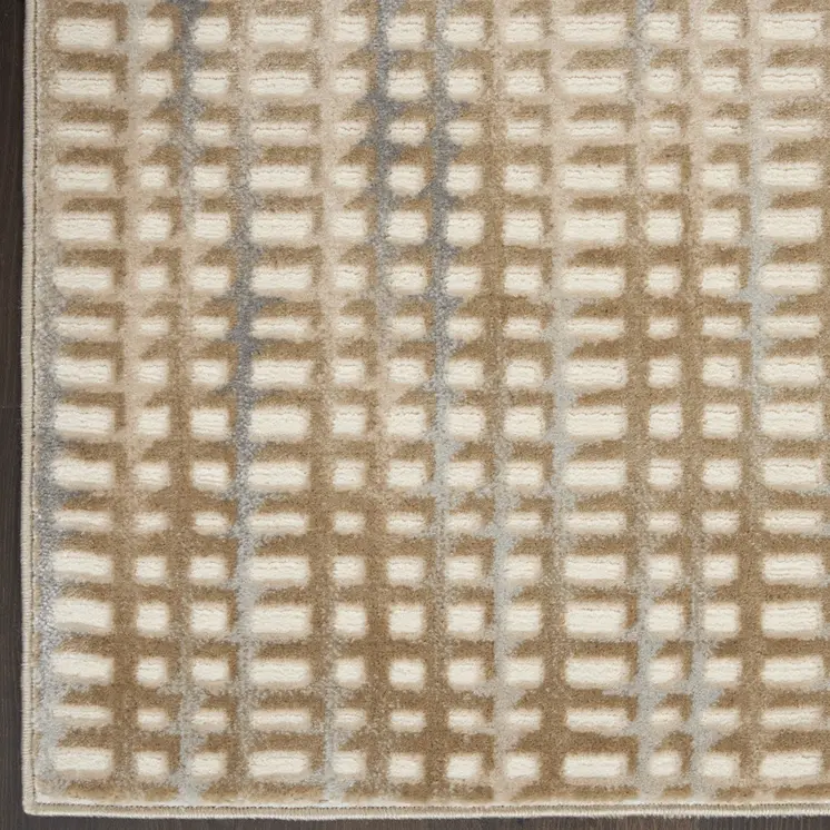 8' X 10' Beige And Blue Abstract Indoor Outdoor Area Rug