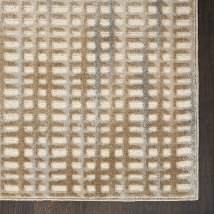 8' X 10' Beige And Blue Abstract Indoor Outdoor Area Rug